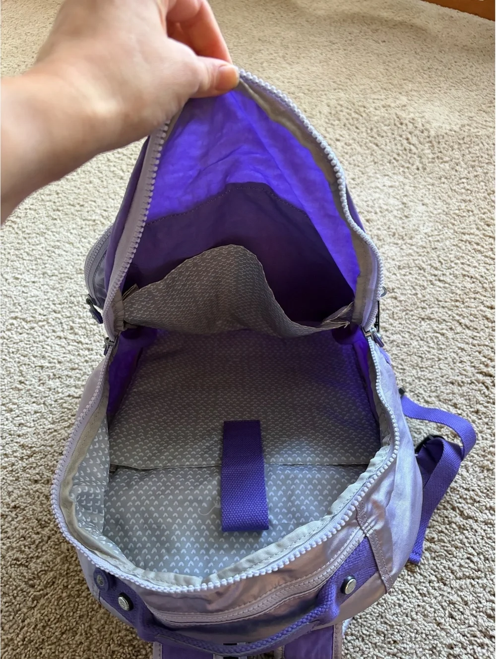 Kipling Seoul Large Metallic Purple Laptop Backpack  NWOT two tone